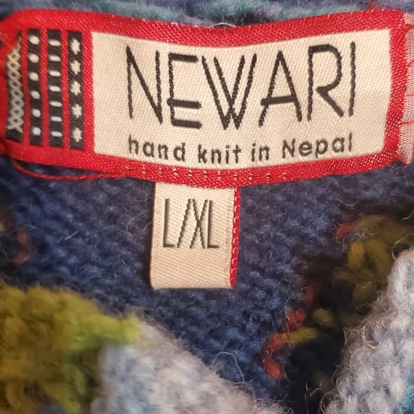 Newari Hand Knit In Nepal Colorful Knit Women's Sweater.sz L/XL - Picture 2 of 8